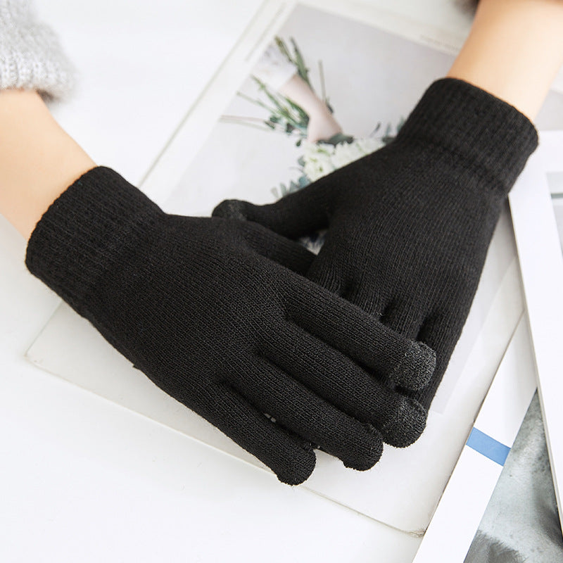 Wholesale Winter Solid Colors Acrylic Velvet Thickened Touch Screen Gloves