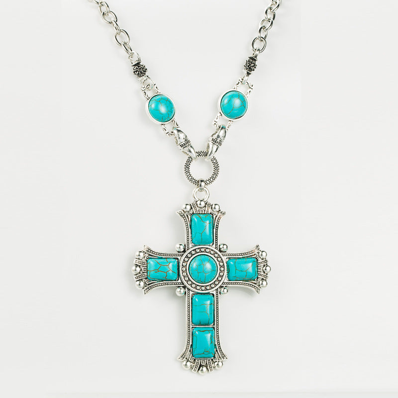 Wholesale Retro Cross Shape Pendant Necklace Alloy Zircon Women S Fashion Jewelry Gift