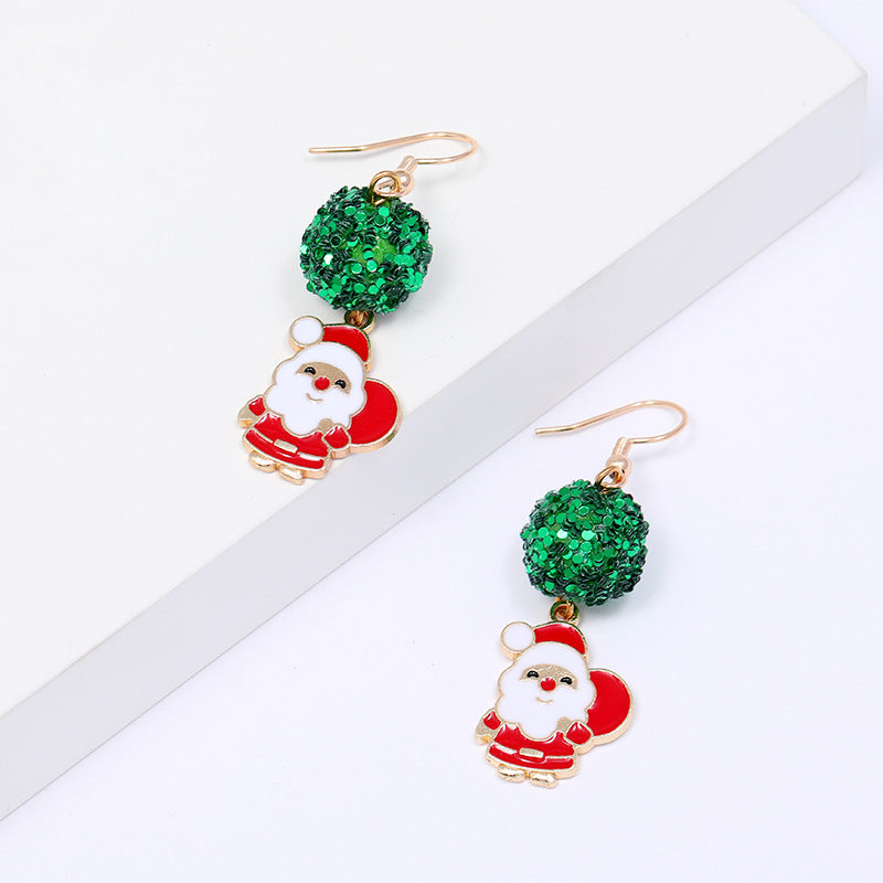 Wholesale cartoon Christmas Santa Claus bell alloy Earrings