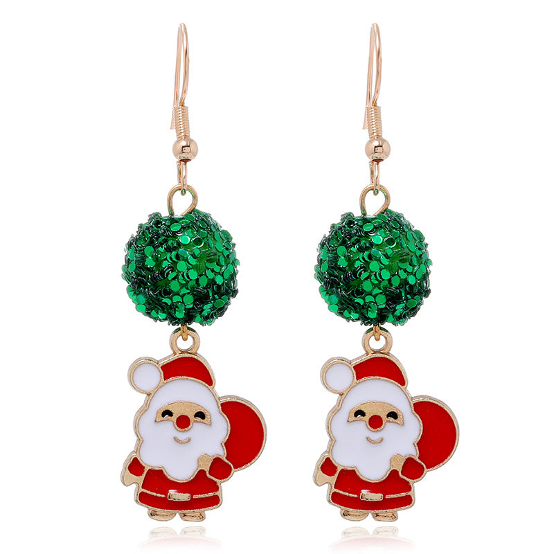 Wholesale cartoon Christmas Santa Claus bell alloy Earrings