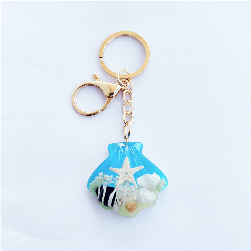 Wholesale 12pcs Luminous Shell Starfish Resin Conch Keychain