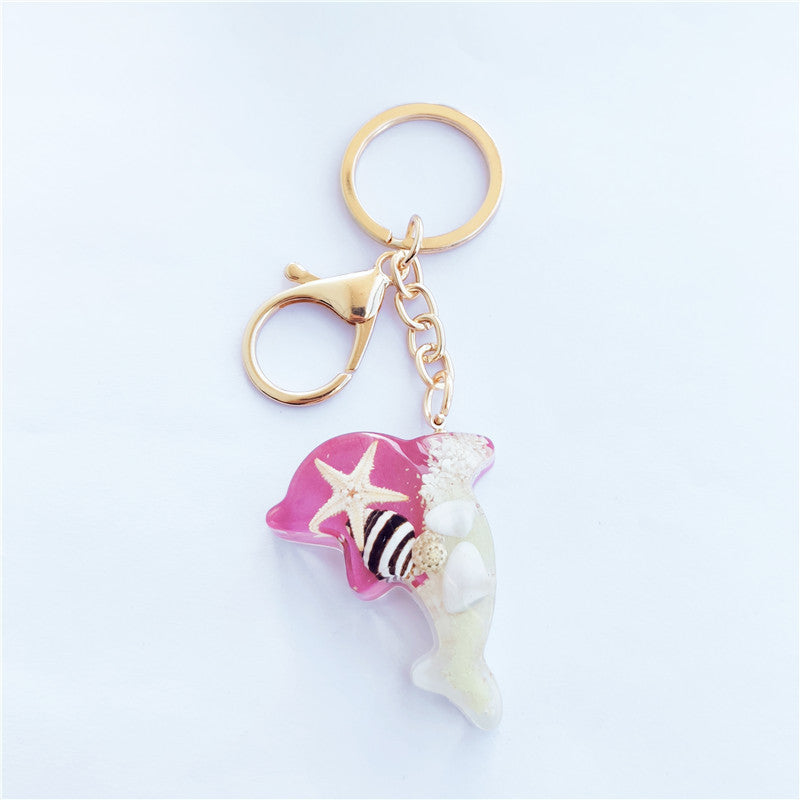 Wholesale 6pcs Luminous Shell Starfish Resin Keychain
