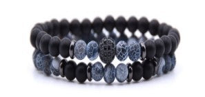 Pulsera de doble capa de bolas de diamante de circón de circón de circón de tigre de tigre al por mayor