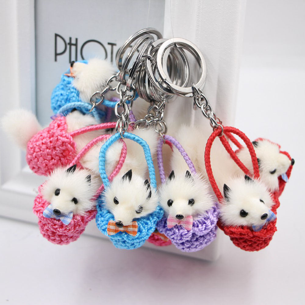 Wholesale Little Fox Imitation Fur Ball Keychain