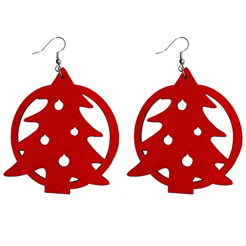 Wholesale 6 pairs/pack Christmas Tree Deer Leather Earrings