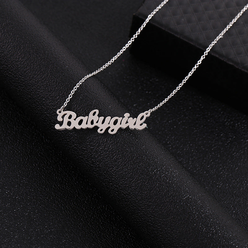 Wholesale Stainless steel  hot-selling jewelry water wave chain creative Babygirl English letter necklace