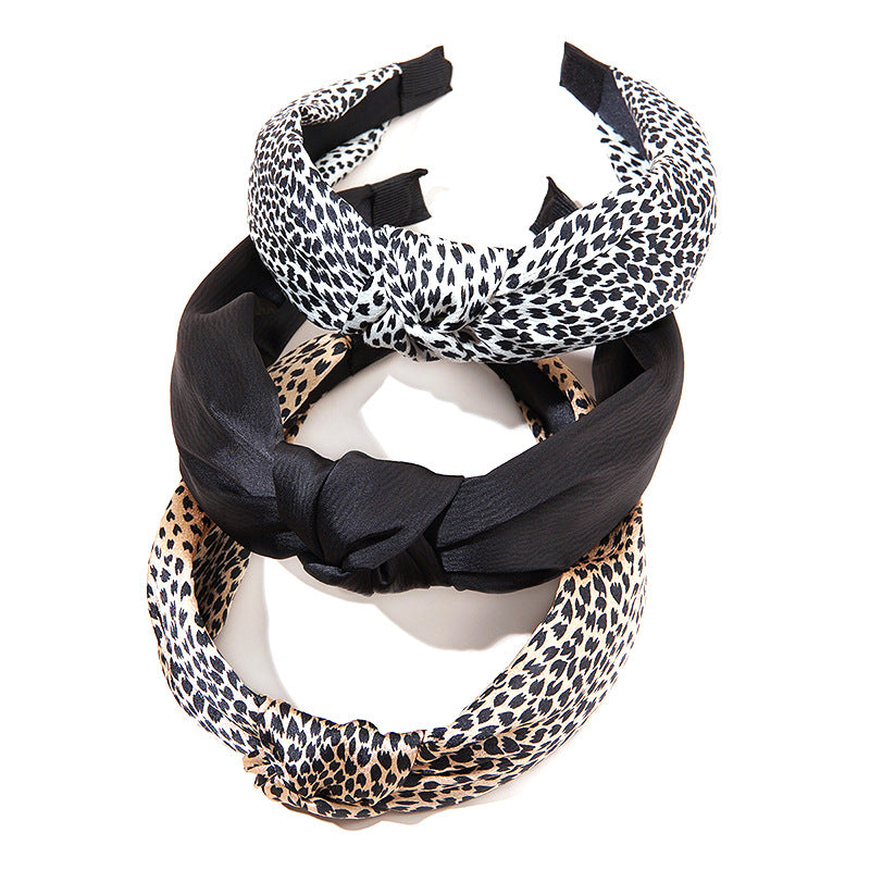 Wholesale Leopard Pattern Fabric Wide Edge Hair Hoops