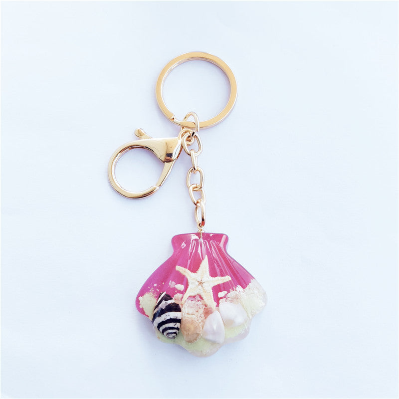 Wholesale 6pcs Luminous Shell Starfish Resin Keychain