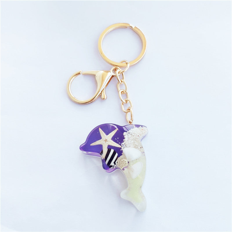 Wholesale 6pcs Luminous Shell Starfish Resin Keychain