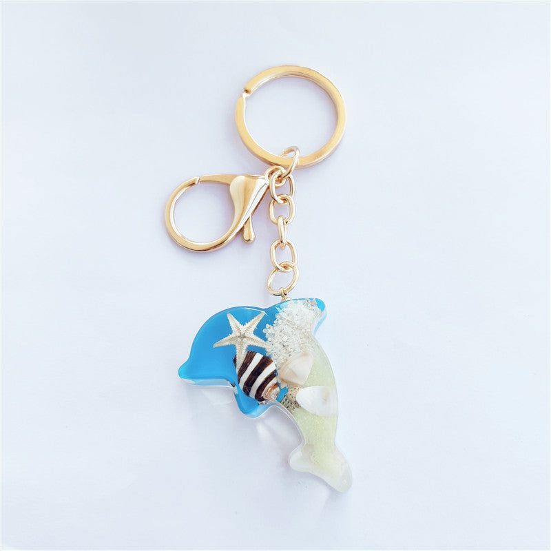 Wholesale 6pcs Luminous Shell Starfish Resin Keychain