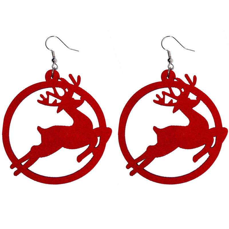 Wholesale 6 pairs/pack Christmas Tree Deer Leather Earrings