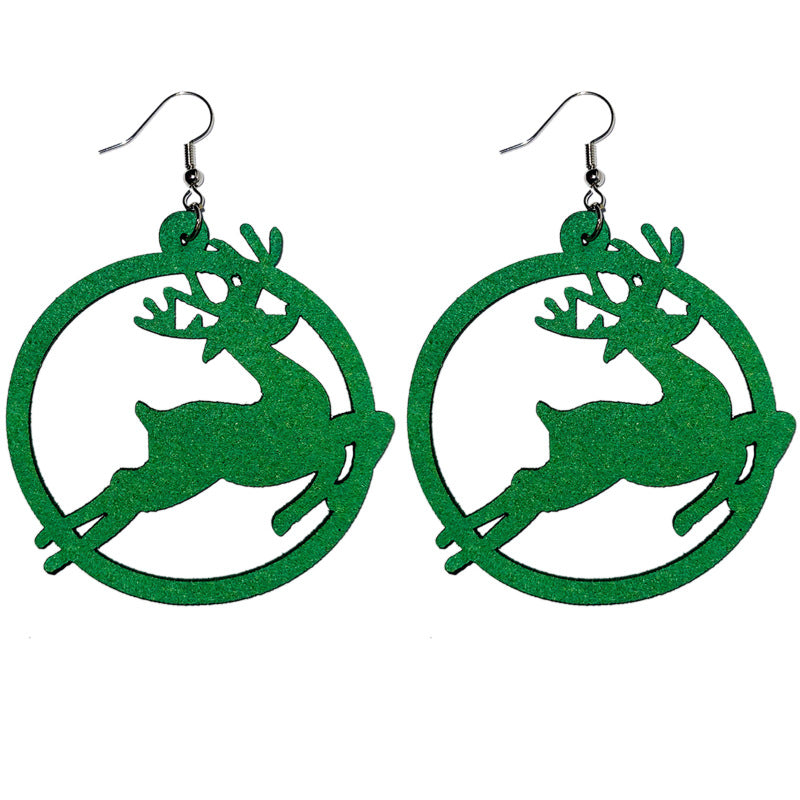 Wholesale 6 pairs/pack Christmas Tree Deer Leather Earrings