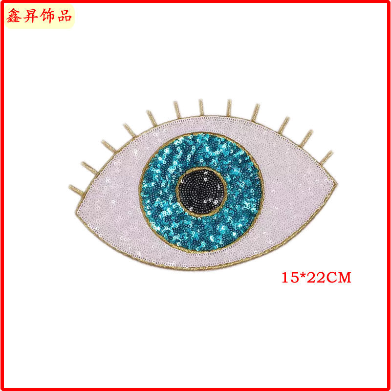 Wholesale 10pcs Fashion Clothing Accessories Bead Embroidery Heart Eye Mouth Glitter Patches FS