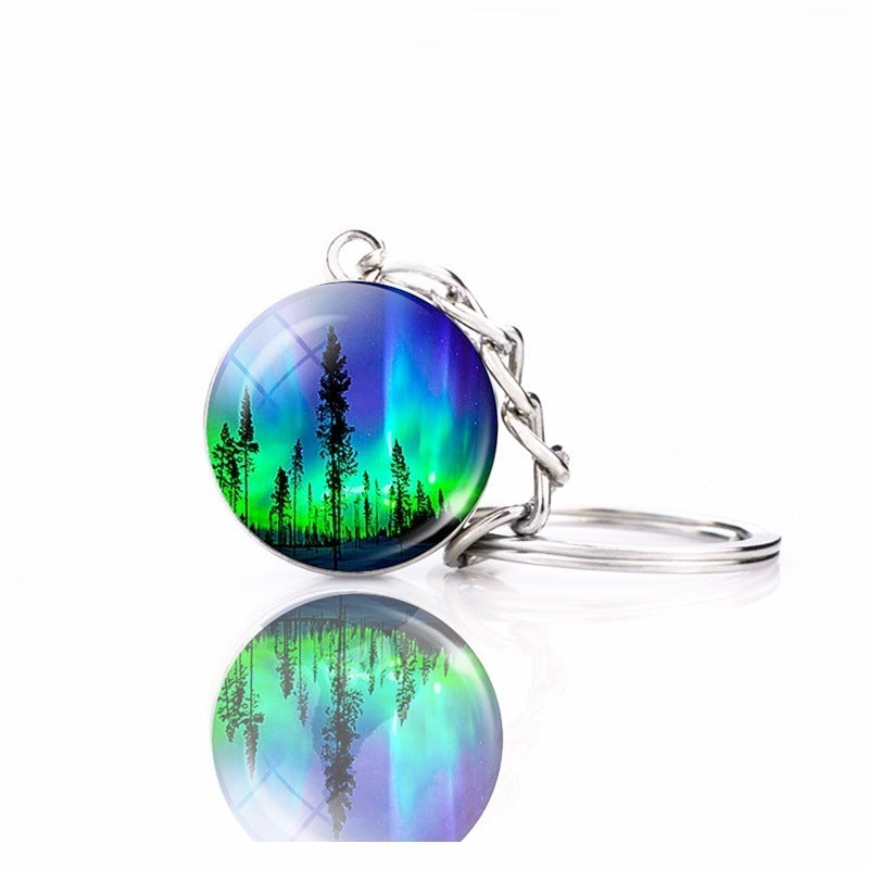 Wholesale Aurora Double Sided Glass Ball Metal Keychains
