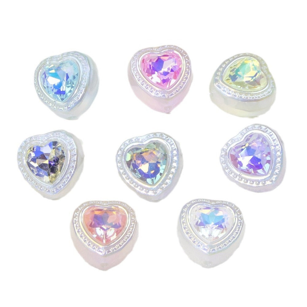 Wholesale 10pcs Colorful Sweet Diamond Love Fantasy Straight Hole Beads