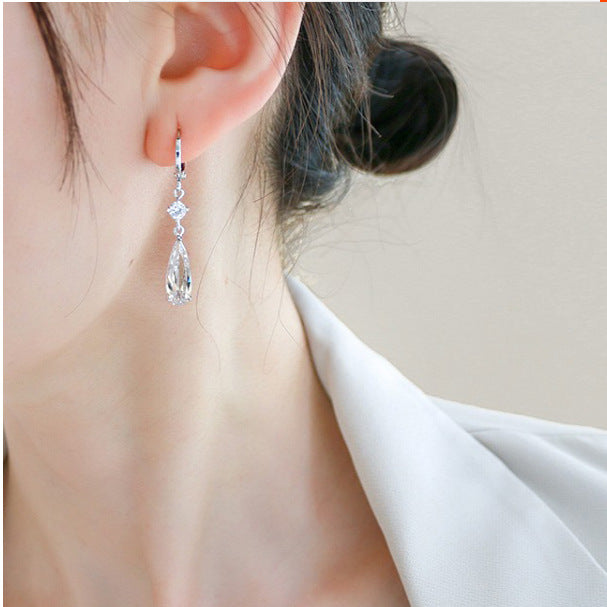 Wholesale Purple crystal teardrop earrings