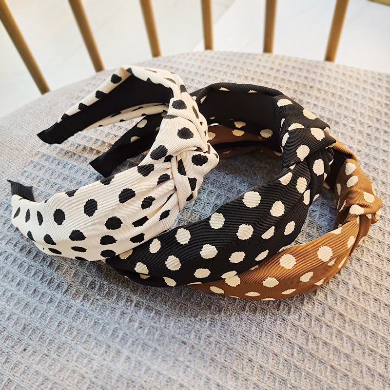 Wholesale Wide Edge Fabric Polka Dot Headband