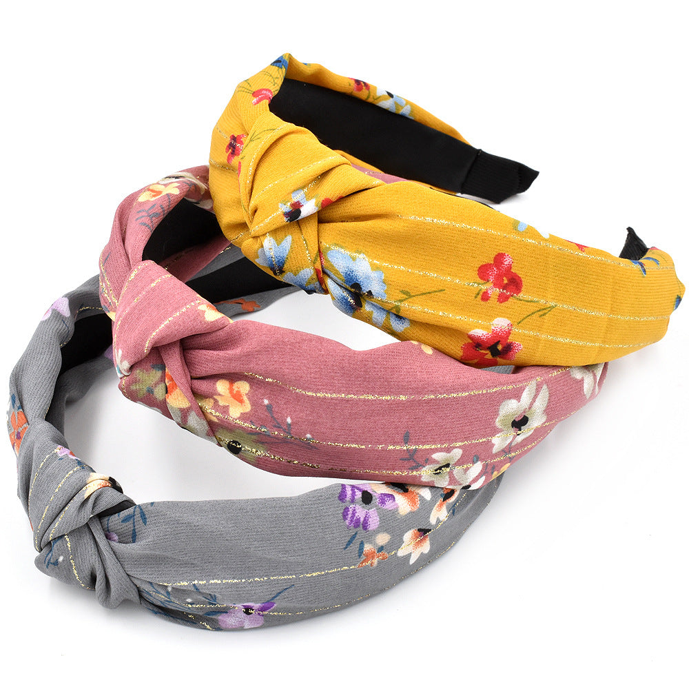 Wholesale Vintage Gold Silk Plum Blossom Fabric Headband
