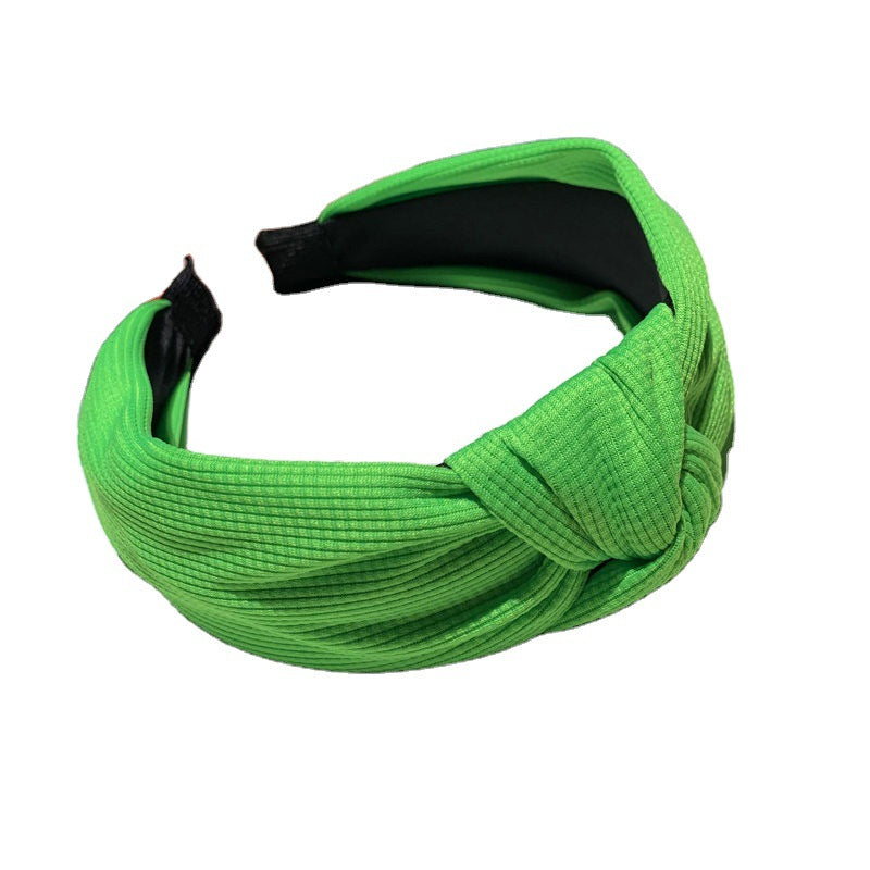 Wholesale Fluorescent Cloth Middle Knot Hairband Solid Color Fabric Headband