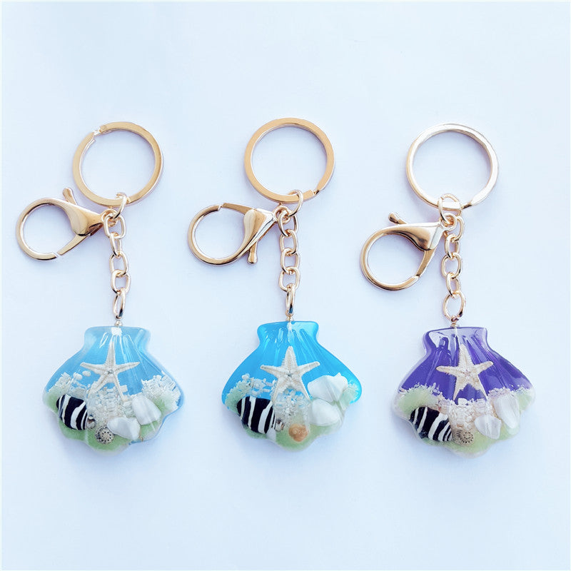 Wholesale 6pcs Luminous Shell Starfish Resin Keychain