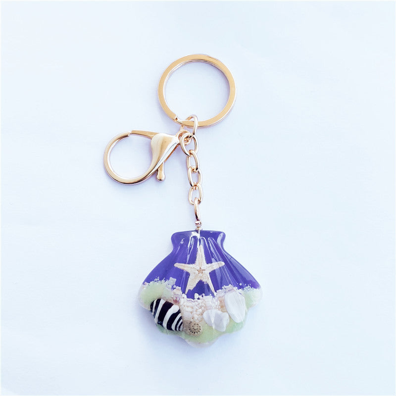 Wholesale 12pcs Luminous Shell Starfish Resin Conch Keychain