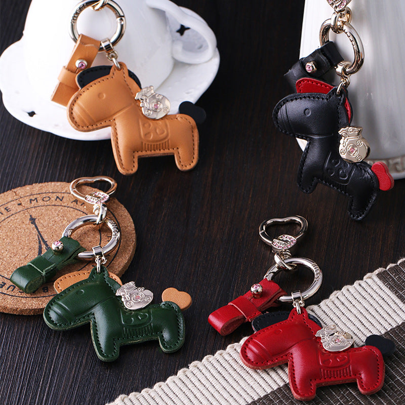 Wholesale Women High-end Handmade Zinc Alloy Leather Keychains