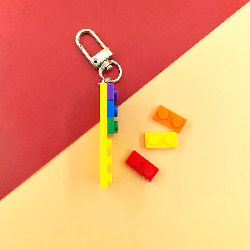 Wholesale Rainbow Building Blocks Acrylic Keychain