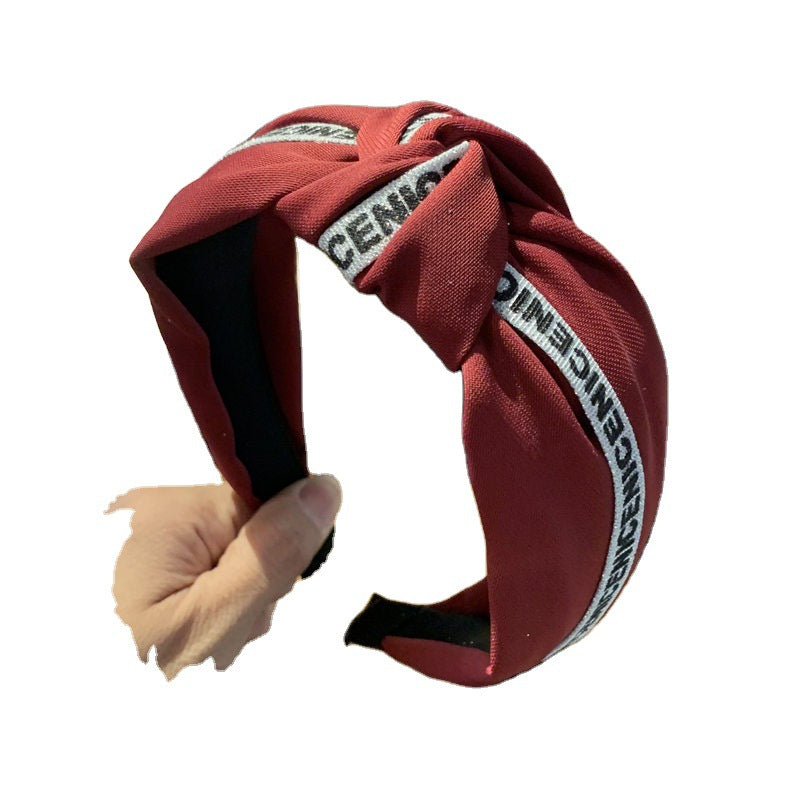 Wholesale Hairband Wide-brimmed Knot Hairpin Solid Color Letter Hairband