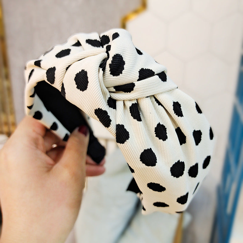 Wholesale Wide Edge Fabric Polka Dot Headband