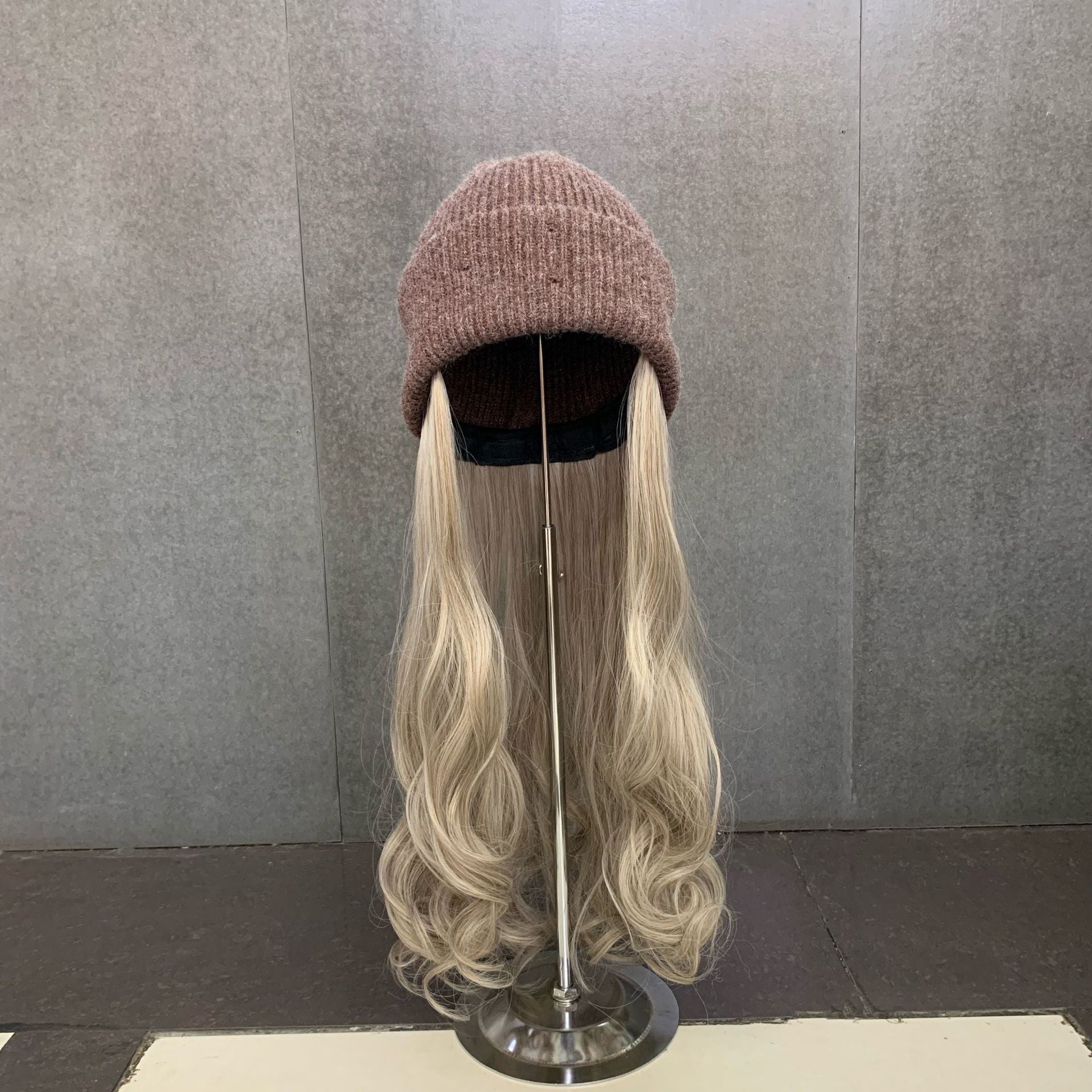 Wholesale Invisible Removable Wig Cap Curly Hair Knitted Hat Beanie