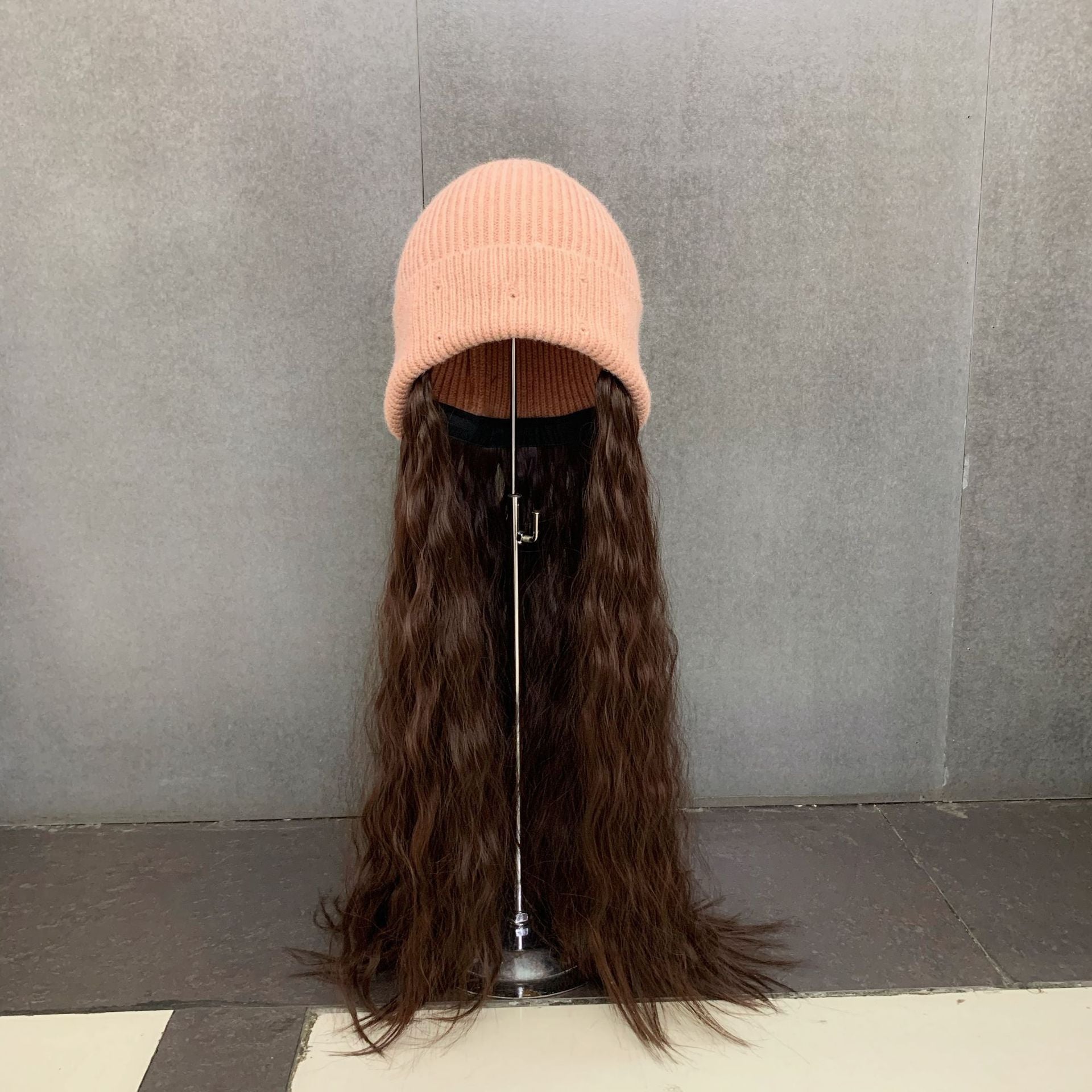 Wholesale Invisible Removable Wig Cap Curly Hair Knitted Hat Beanie