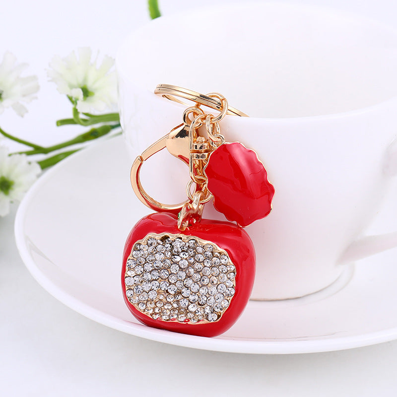 Wholesale Red Apple Car Alloy Keychain