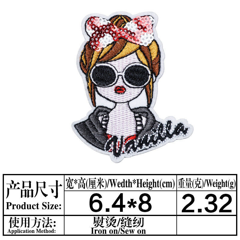 Wholesale 6 Pack Embroidered Face Patch Stylish Cloth Sew On Badge For Clothing DIY Fashion Accessory Everyday Gift Boutique Resale