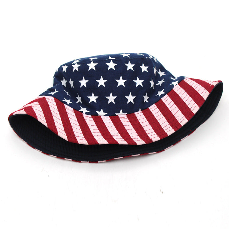 Wholesale Flag Stars and Stripes Bucket Hat Sun Basin Hat