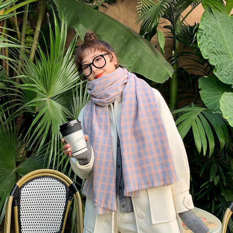 Wholesale Qianniao Grid Winter Grid Imitation Cashmere Thick Scarf