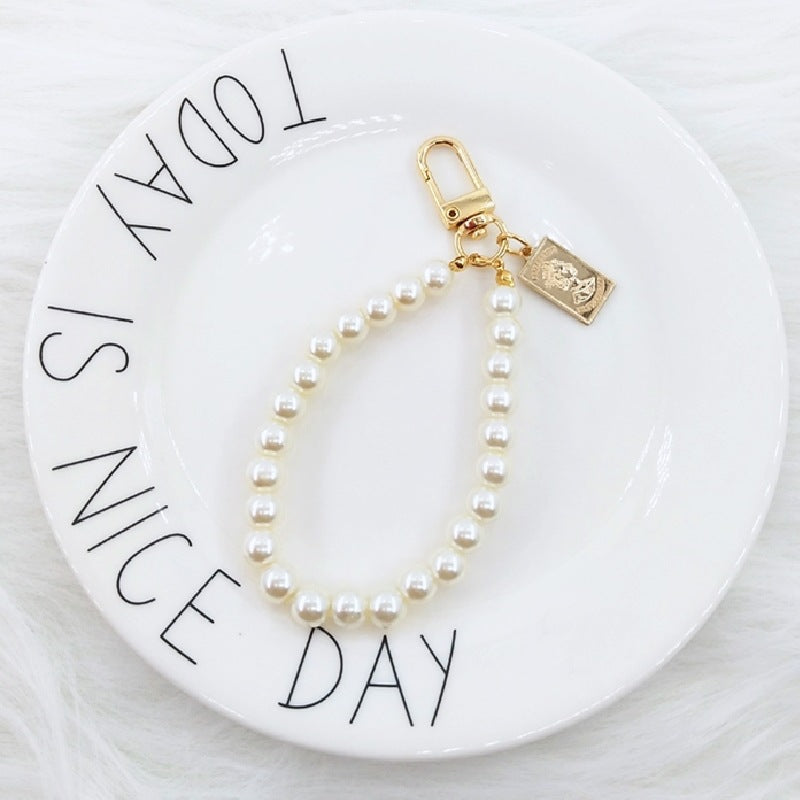 Wholesale Pearl Chain Metal Keychain