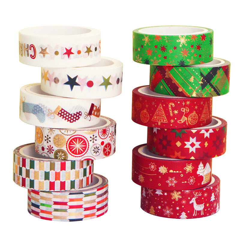 Wholesale DIY decorative notebook tape Christmas hot stamping hand tear tape