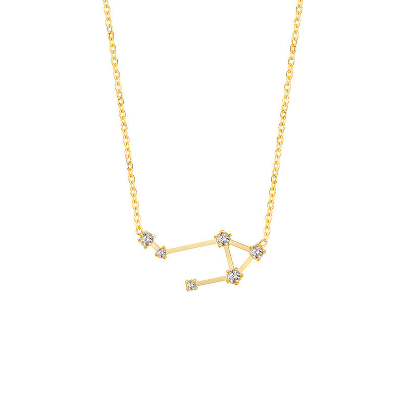 Wholesale of Twelve Constellations with Diamond Necklace Stainless Steel Collarbone Chain