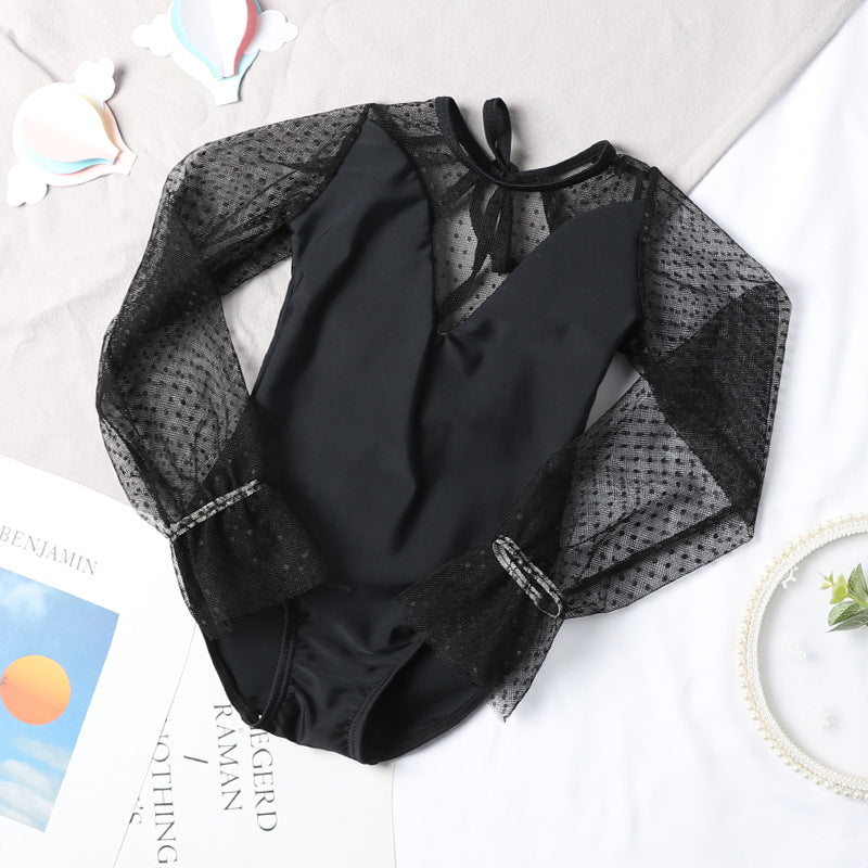 Wholesale Kids Long Sleeve Sunscreen Siamese Triangle Princess Swimwear