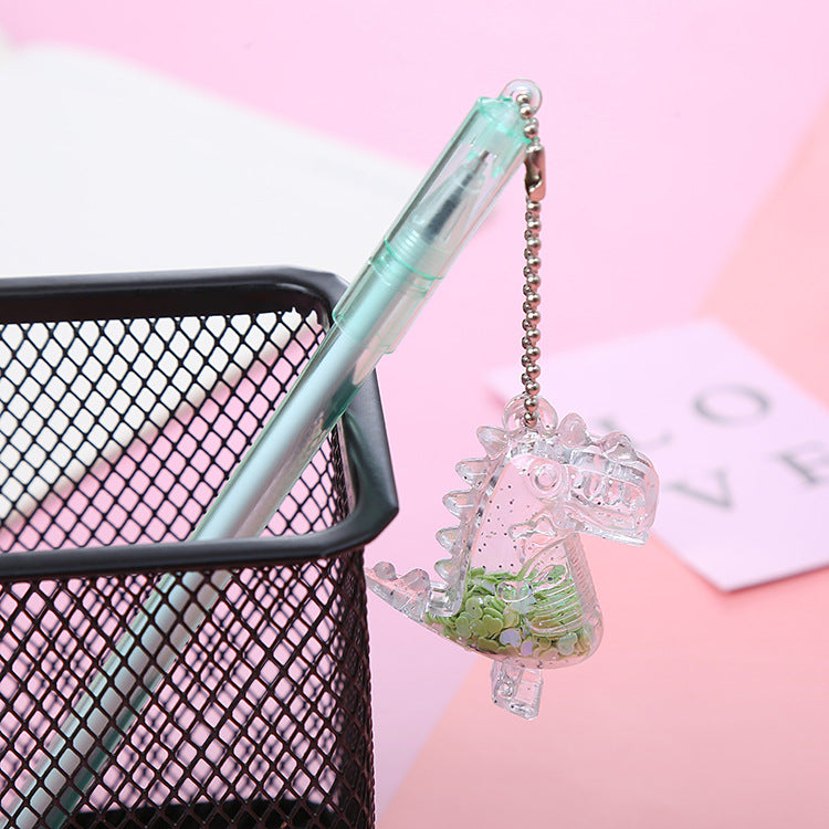 Bolígrafo colgante de dinosaurio de lentejuelas de plástico al por mayor