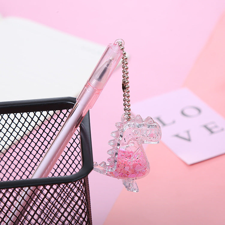 Bolígrafo colgante de dinosaurio de lentejuelas de plástico al por mayor