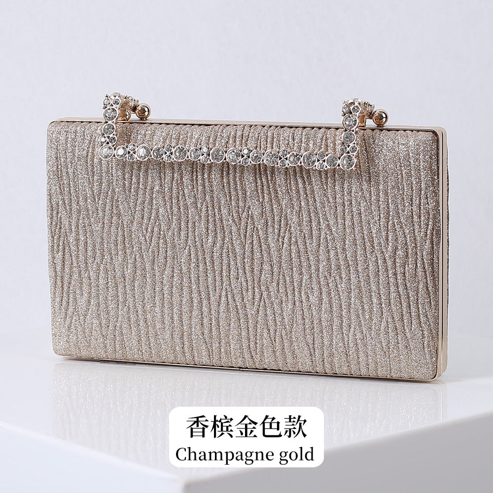 Wholesale Fashion Wrinkle Red Diamond Jewelry Shiny Pink Handbag