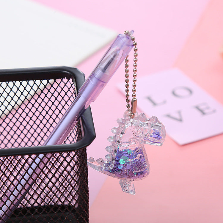 Bolígrafo colgante de dinosaurio de lentejuelas de plástico al por mayor