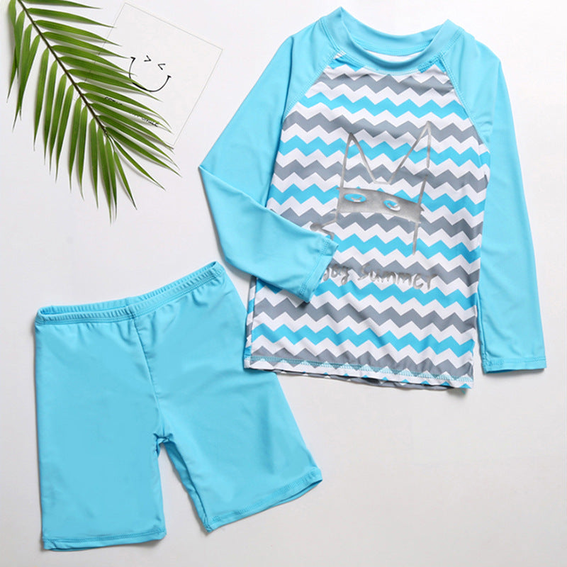 Wholesale Cartoon Long Sleeve Sunscreen Split Boxer Swimwear