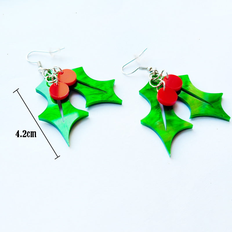 Wholesale Christmas Bell Earrings With Leaves And Berries Trendy Jewelry Accessory For Boutique Resale