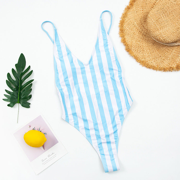 Wholesale Striped Backless Sexy Multicolor One-piece Polyester Fiber Swimwear