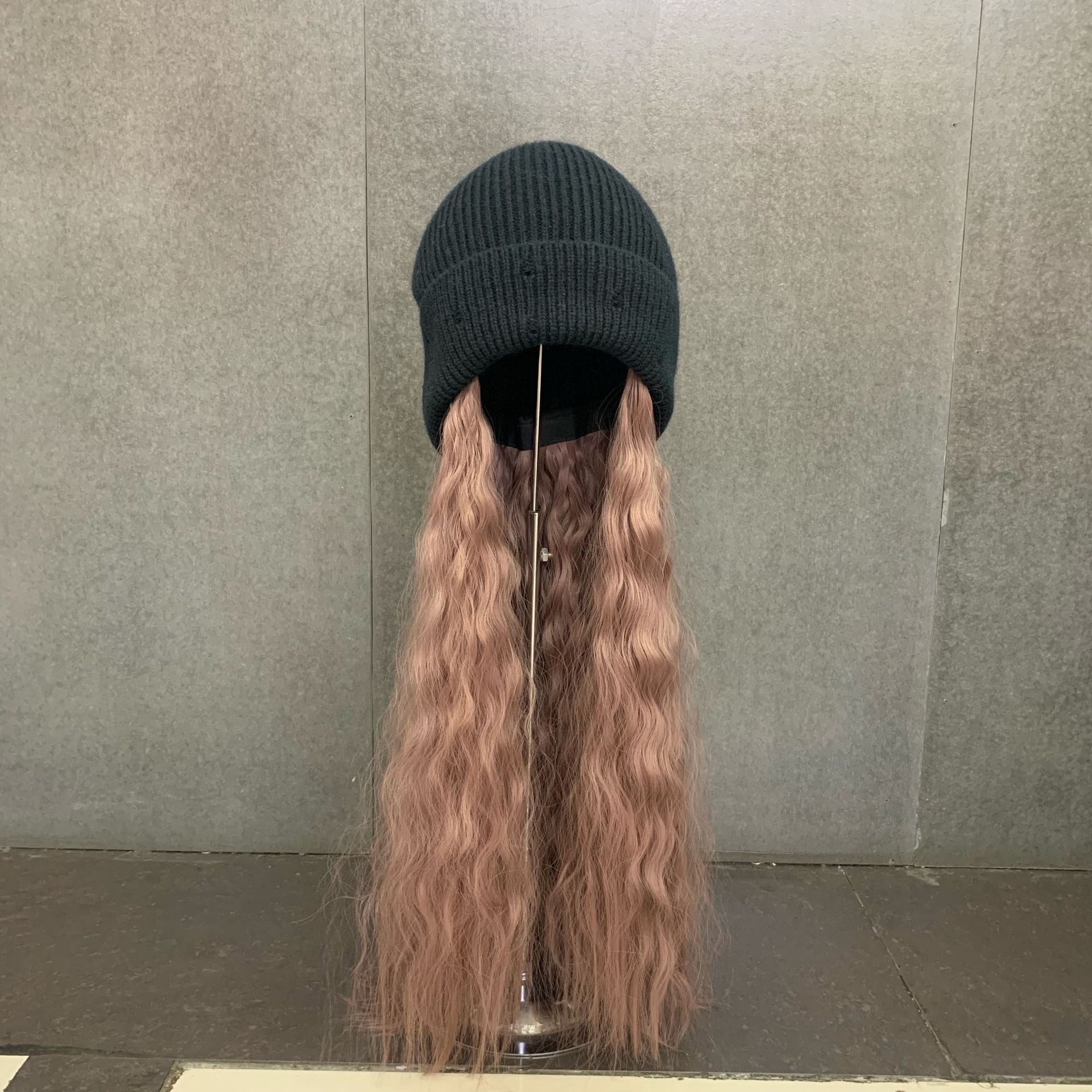 Wholesale Invisible Removable Wig Cap Curly Hair Knitted Hat Beanie