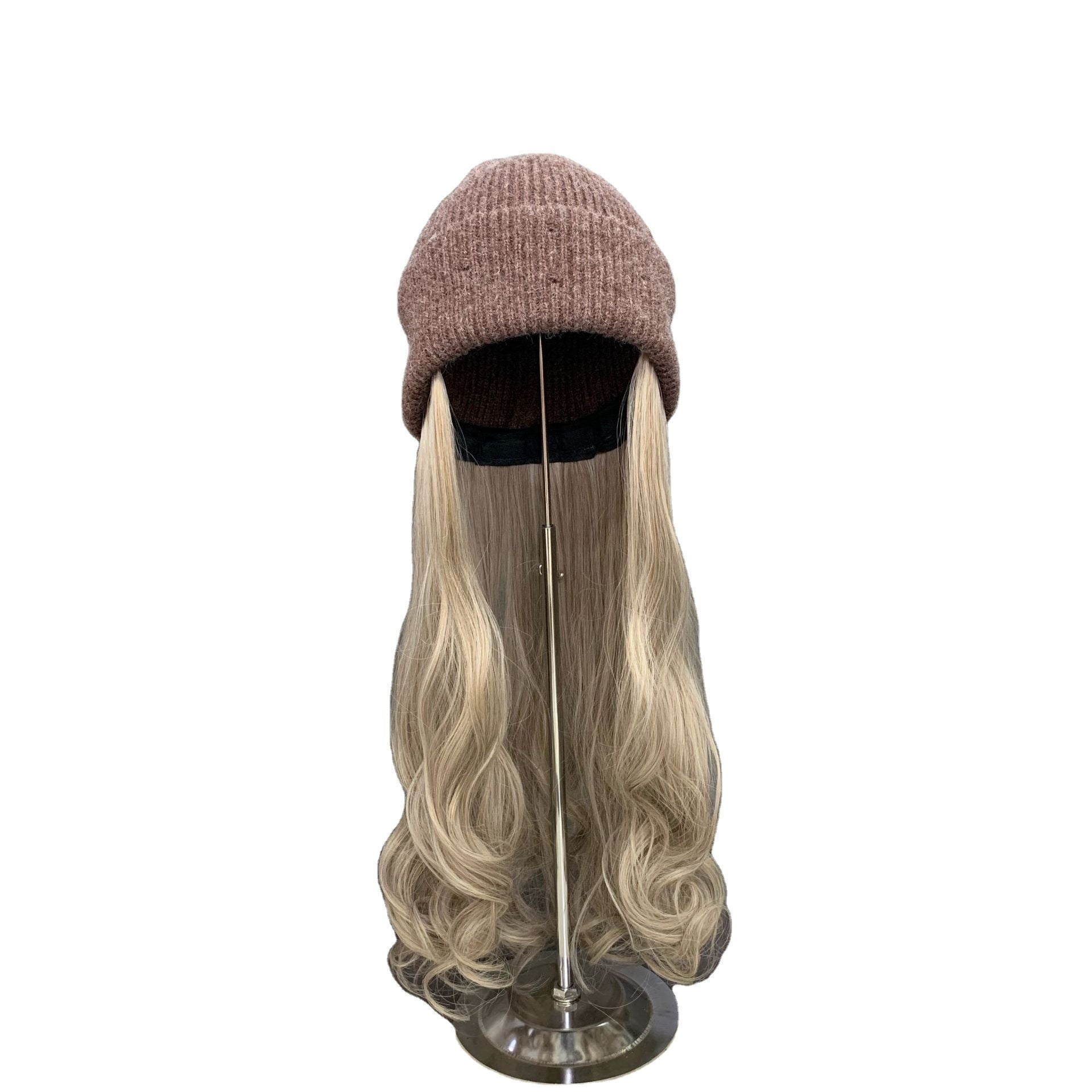 Wholesale Invisible Removable Wig Cap Curly Hair Knitted Hat Beanie