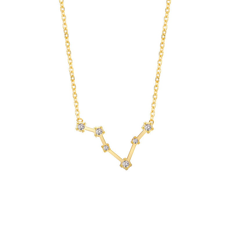Wholesale of Twelve Constellations with Diamond Necklace Stainless Steel Collarbone Chain
