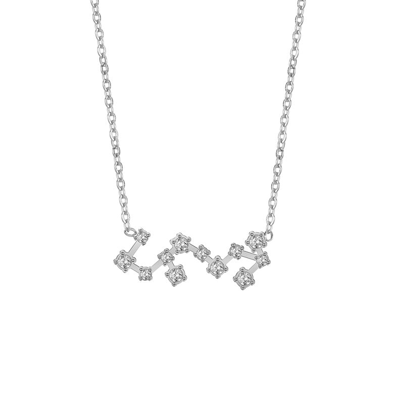 Wholesale of Twelve Constellations with Diamond Necklace Stainless Steel Collarbone Chain